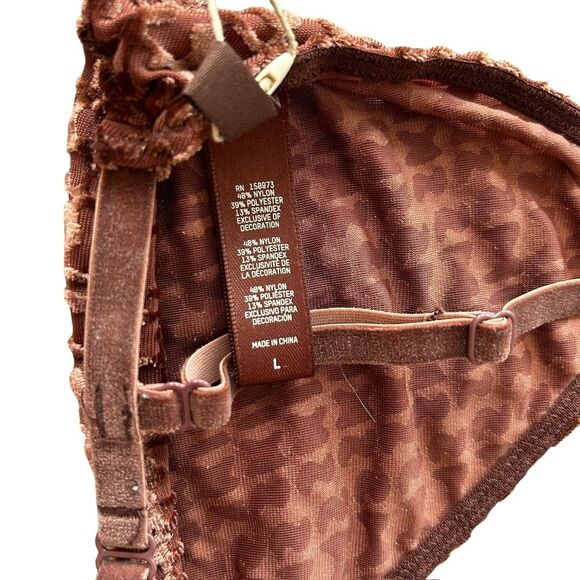 Skims Women’s L Wireless Velvet Logo Triangle Bralette In Chestnut Brown New - Picture 3 of 5